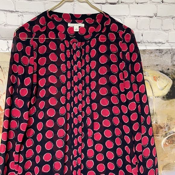 Sheer Banana Republic Navy/Pink Flowy Blouse - Picture 4 of 16